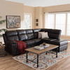 Baxton Studio Roland Dark Brown 2-Piece Sectional with Recliner and Storage Chaise 133-7342